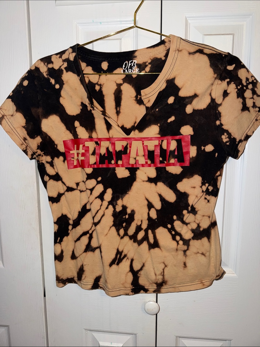#Tapatia Tie-Dye V-Neck Tee in Black and Tan - Brand